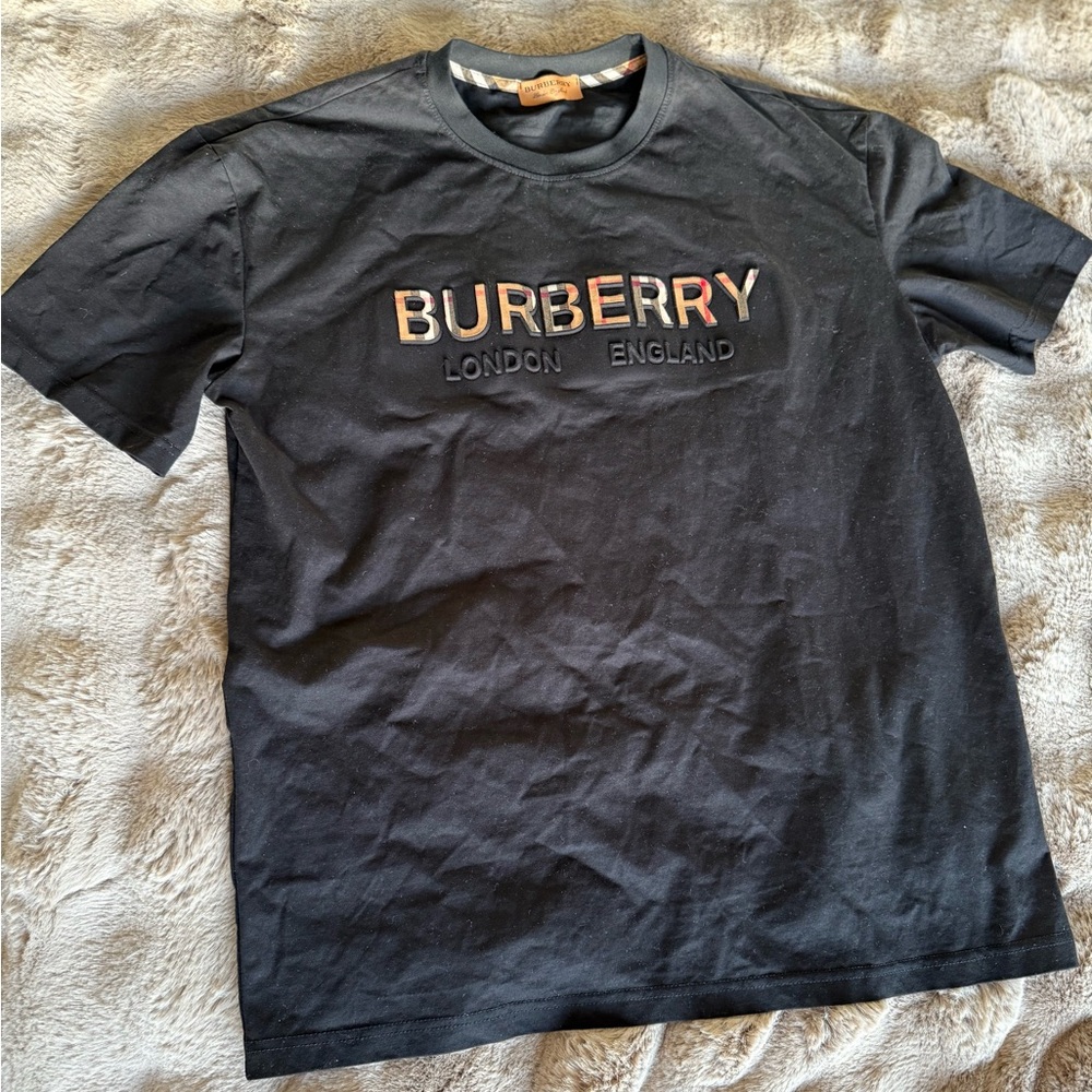 Burberry Plaid Print Logo Tee